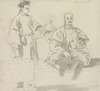 Two Chinese Figures A Seller of Hats and a Man Sitting Cross-Legged, Smoking a Pipe