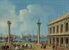Venice, A View Of The Molo From The Piazzetta, Looking South To San Giorgio Maggiore, With The Columns Of St. Mark And St. Theodore And The biblioteca Sansoviniana