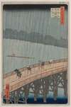 Sudden Shower over Shin-Ōhashi Bridge and Atake, from the series One Hundred Famous Views of Edo