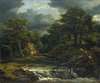 Wooded Landscape with Waterfall and Approaching Storm