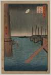 Tsukudajima from  Eitai Bridge, from the series One Hundred Views of Famous Places in Edo