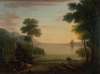 Classical Landscape with Figures and Animals; Sunset