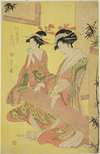 Beauties Parodying the Seven Sages – A Selection of Younger Courtesans (Shichi kenjin yatsushi bijin shinzo zoroe); Miyagawa of the Matsubaya