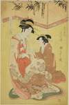 Beauties Parodying the Seven Sages – A Selection of Younger Courtesans (Shichi kenjin yatsushi bijin shinzo zoroe); Shinoura of the Tsuruya