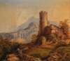 A Mountainous Landscape with Castle Ruins and Figures