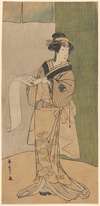Tall Actor as a Woman Reading a Letter by Bamboo Screen