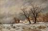 A Winter Landscape with Wood Collectors before a Small Village