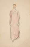 Sketch of a woman in pink – costume study for a play