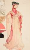 The Queen (in pink), costume sketch for Henry Irving’s 1898 Planned Production of Richard II