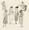 Among the tailored fashions one see variations as a circular skirt, mannish over-blouse and a certain degree of softness