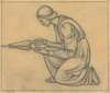 Ontwerp voor wandschildering in de Beurs van Berlage; knielende vrouw met blaasbalg