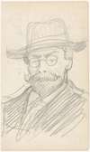 Portret van een heer met hoed en bril