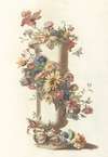 Cilindrische vaas met bloemenkrans