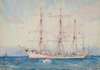 French Windjammer At Anchor Signed And Indistinctly