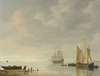 Coastal Scene With Ships Resting On Calm Waters