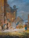 Peasants Dancing And Singing By A Crumbling Castle