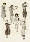 Spring brings the fitted and box-cut suit coat, many low waistlines, overblouse and one-piece costumes.