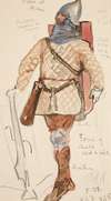 Man of Arms, costume sketch for Henry Irving’s Planned Production of King Richard II