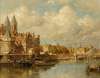 A view of the Prins Hendrikkade with the St Nicolaas Church, he Schreierstoren and the Lutherian church, Amsterdam