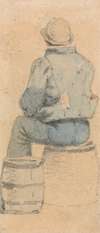 A Seated Peasant Boy Seen From Behind