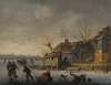 Winter landscape with skaters