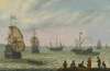 Coastal Landscape With Dutch Shipping In Choppy Seas