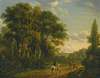 A Horseman And Figures On A Country Lane