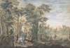 Arcadian Landscape with several Figures and a Statue of Diana