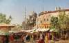 Marktstraße in Konstantinopel mit Hagia Sophia