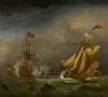 An English man-o’-war saluting an English royal yacht, in choppy seas
