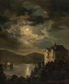Wörthersee, Mondstimmung über Schloss Freyenthurn mit Blick auf Loretto
