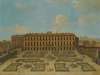 View Of A Palace, Possibly The Palacio Riofrio In Segovia, With Figures Promenading In The Formal Gardens