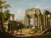 Architectural Capriccio With Ancient Ruins, A Sphinx And Figures By A Fountain