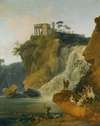 The Waterfalls At Tivoli With Figures Resting And Hunting