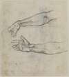 Studies of an outstretched arm for the fresco ‘The Drunkenness of Noah’ in the Sistine Chapel