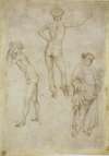 Two male figure studies and St Peter