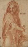 Female figure with covered head (study for a figure in the fresco of the Visitation in Santissima Annunziata)