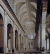 Vue idéalisée de l’intérieur de l’église Saint-Sulpice pendant sa construction