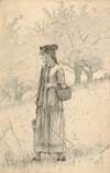 Young Woman Carrying a Basket
