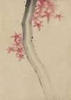 Unidentified, possibly a tree branch with red star-shaped leaves or blossoms