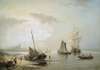 Segelschiffe an holländischer Küste im Morgenlicht