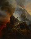 The Vesuvius Erupting, the Artist and His Father, Carle Vernet, in the Foreground
