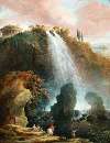 The Tivoli waterfalls with the Temple of the Sibyl