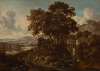 An Italianate wooded landscape with a river