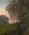 Wooded landscape with figure