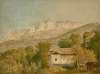 Vue d’une ferme et du massif des Mémises, prise depuis St.-Paul-en-Chablais ou Maxilly