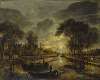 Nocturnal Canal Landscape with Fishing Boats