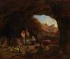 Italienische Hirtenfamilie in der Felsenhöhle