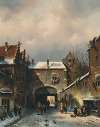 A village street scene in winter