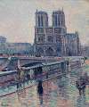 Bords de la Seine avec Notre-Dame sous la pluie